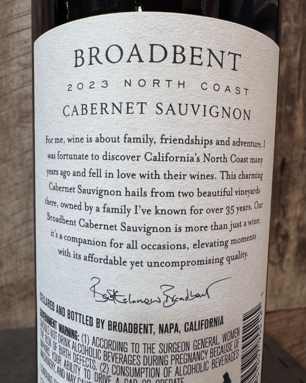 Broadbent Cabernet Sauvignon North Coast 2023 - Image 2