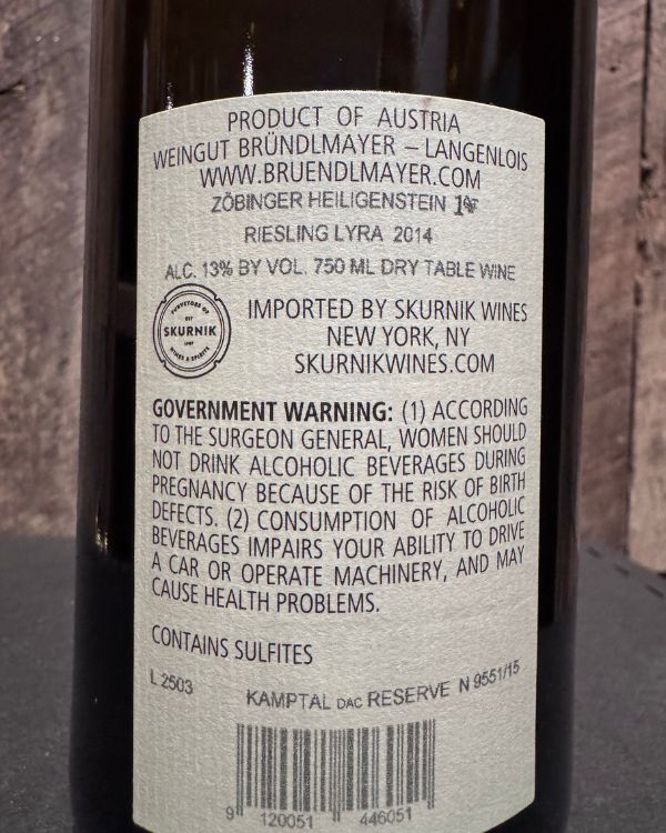 Bründlmayer Heiligenstein Lyra Riesling 2014 - Image 2