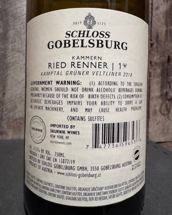 Schloss Gobelsburg Grüner Veltliner Ried Renner 2018 - Image 2