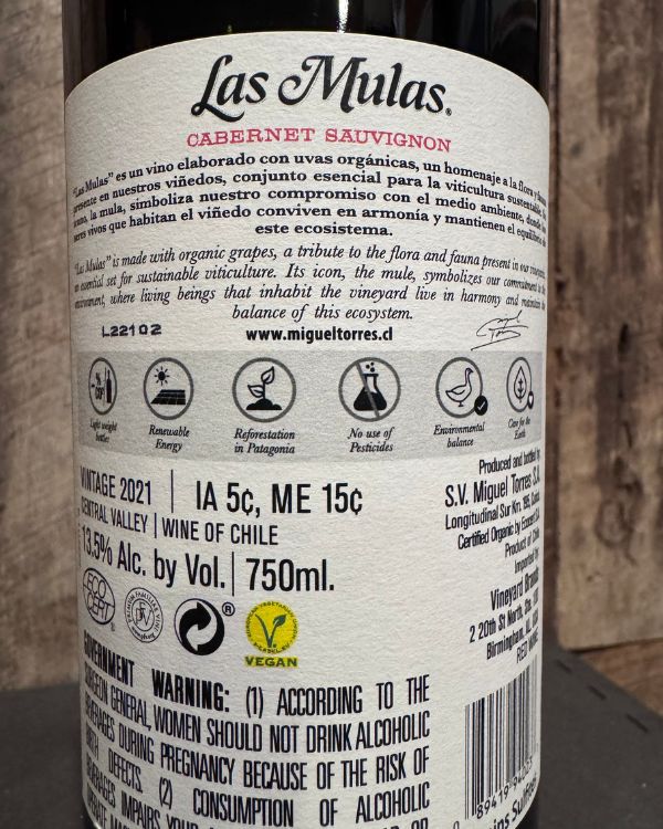 Torres Las Mulas Cabernet Sauvignon Reserve 2021 - Image 2