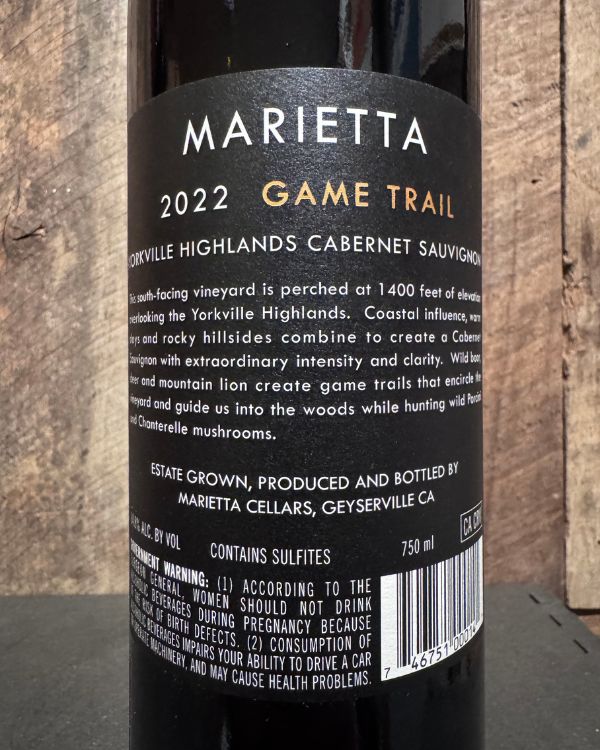 Marietta Cellars Game Trail Cabernet Sauvignon 2022 - Image 2