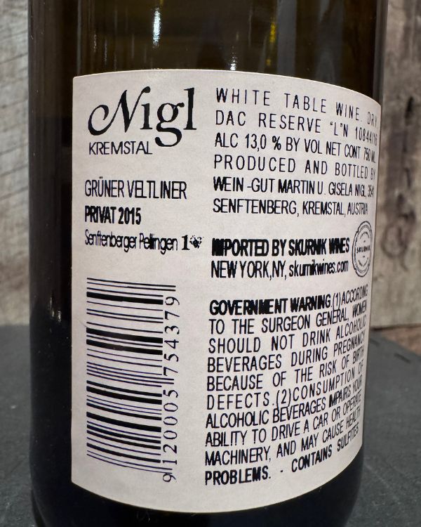 Nigl Grüner Veltliner Privat Senftenberger Pellingen 2015 - Image 2