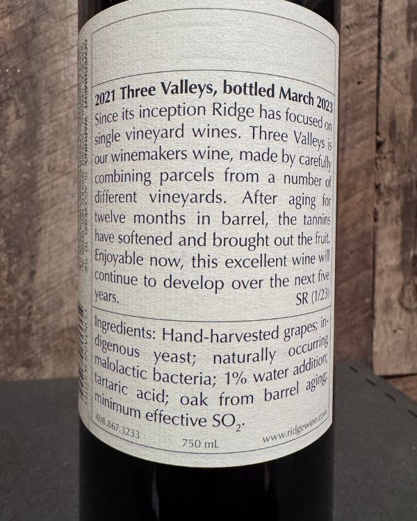 Ridge Vineyards Three Valleys 2021 - Image 2